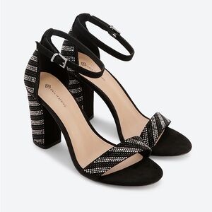 Call It Spring | Bedazzled Block Heels | Size 7.5 | Silver and Black